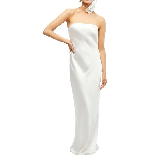 WeWoreWhat Strapless Silky Maxi Dress in White Size 14 NWT - Picture 1 of 10